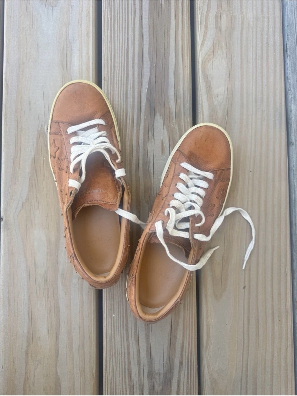 Saint Laurent Court Classic Tan Leather Star Sneakers - Size EU 40 (Insole 25,5) - Picture 8 of 11